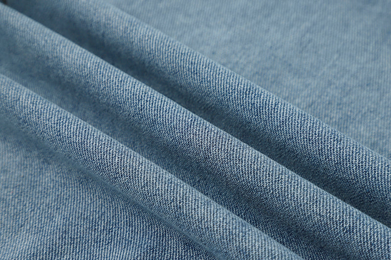 Short Denim Jacket With Large Lapel