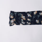 Floral Wood Ear High-Neck Tie Low-Cut Dress