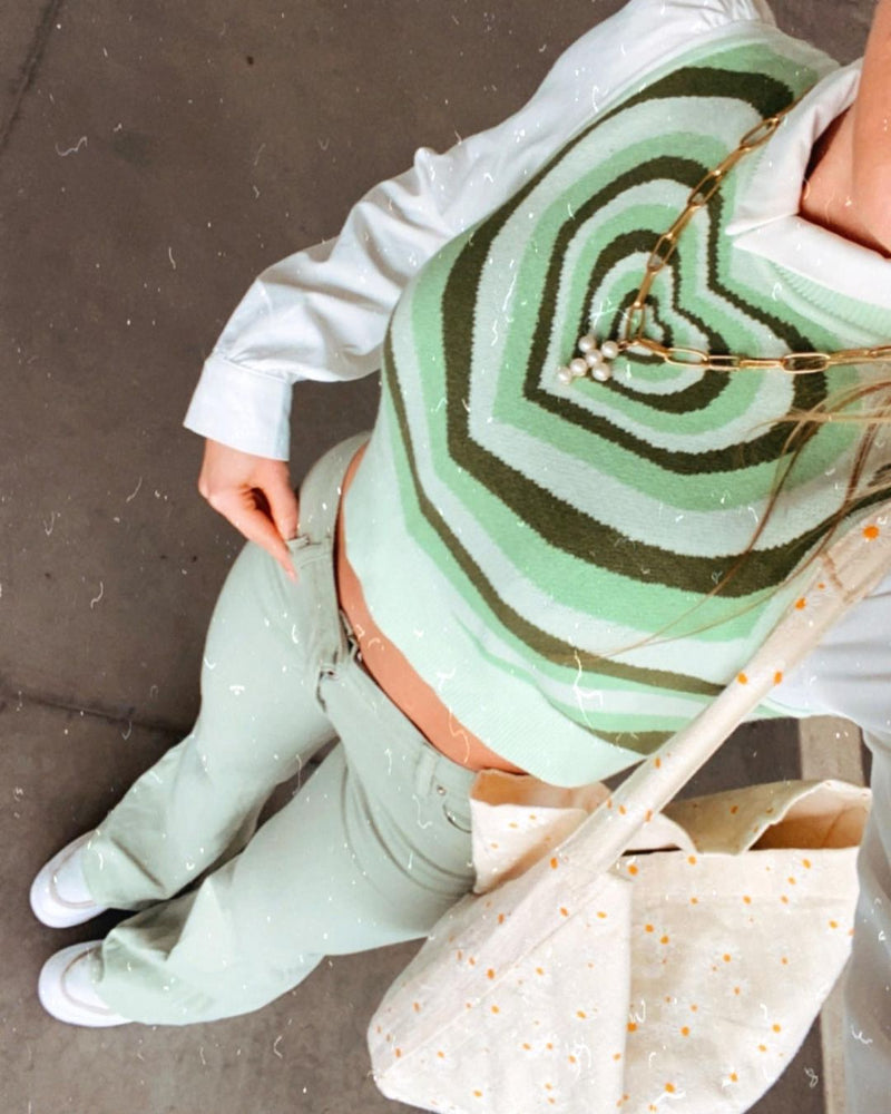 Simple Green Flared Slim Trousers