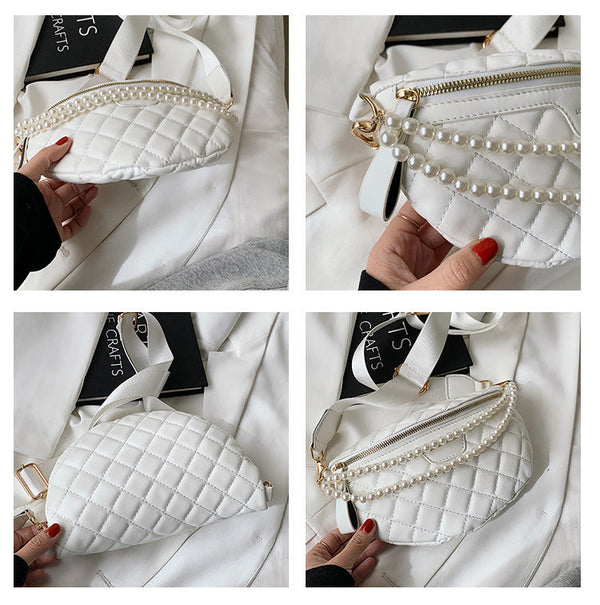 Leather Pearl One-shoulder Belt Bag