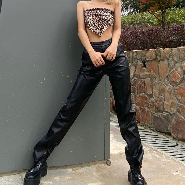 Black Motorcycle Leather Pants
