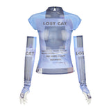 Temperament Close Fitting Printed Slim Shirt