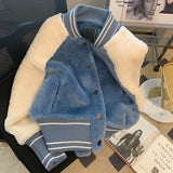 Stitching Lamb Wool Coat