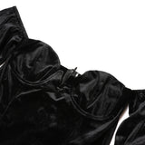 Waist Suede Flared Sleeve Wrap Chest Hepburn Dress