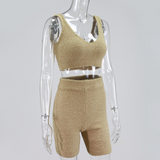 Two-piece sleeveless sweater shorts