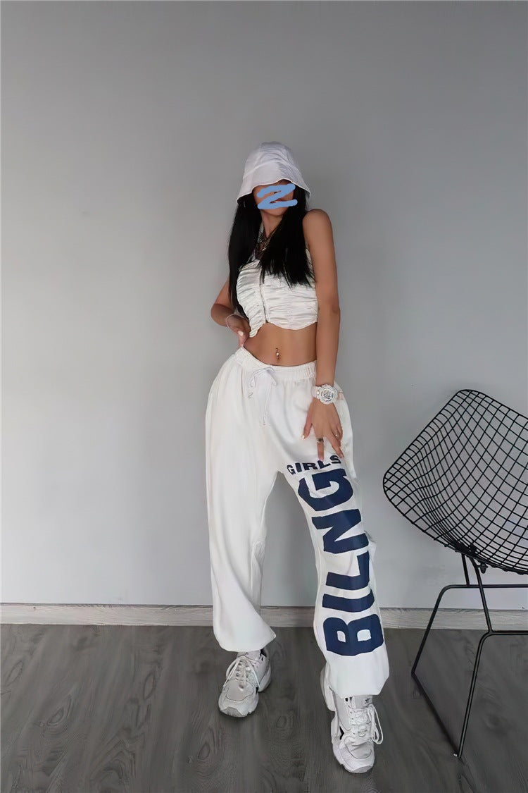 Thin Loose-fitting Letter Guard Pants