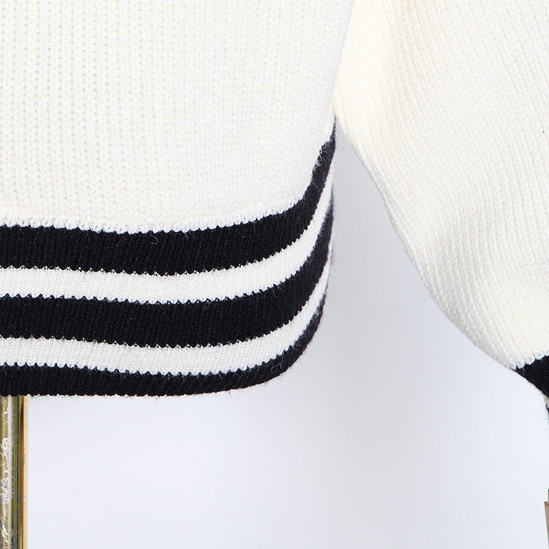 College Style Cardigan Black And White