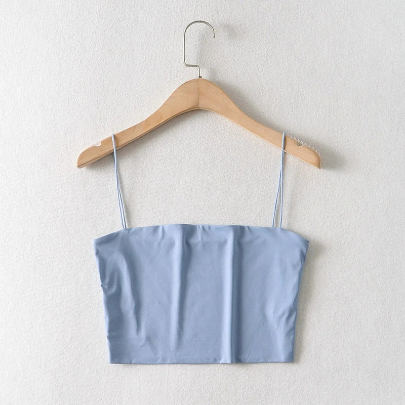 Pure Color High-waisted Tank Top