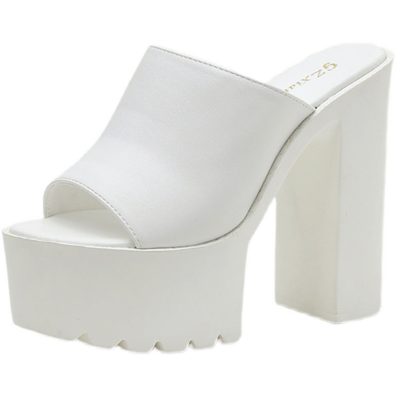 Thick High-heel Slippers