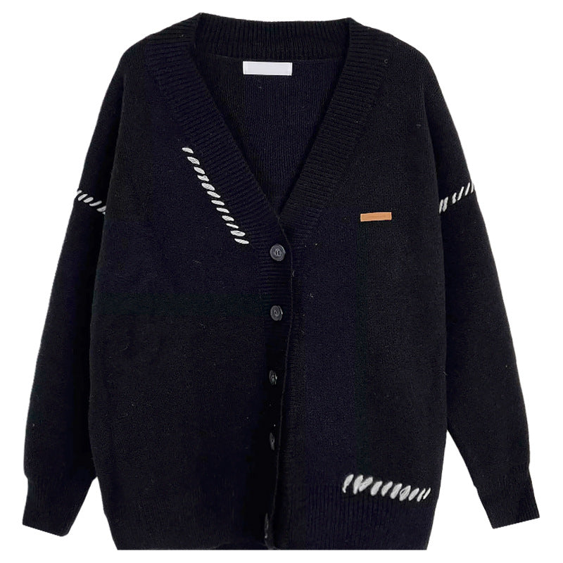 Patchwork Knitted Sweater Cardigan