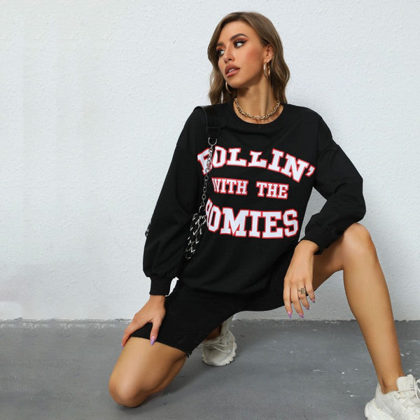 Letter Print Sweatshirt Pullover Sports Top