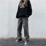 High Waist Straight Wide Leg Printed Jeans