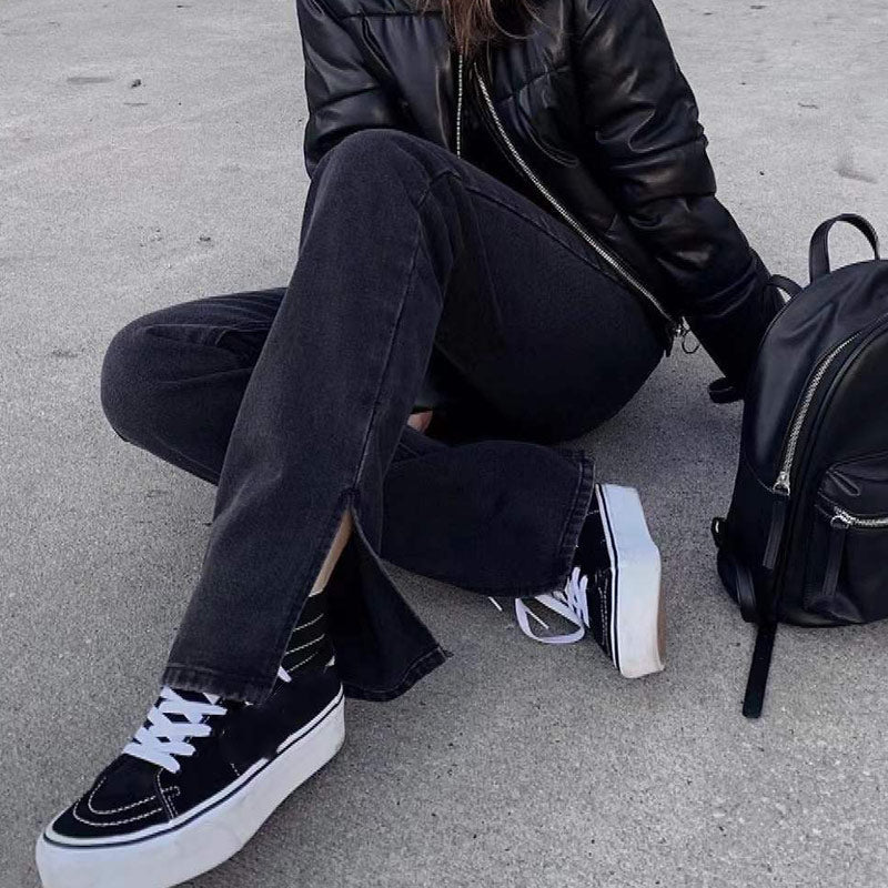 Slit Mopping Vintage Loose High Waist Jeans