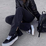 Slit Mopping Vintage Loose High Waist Jeans