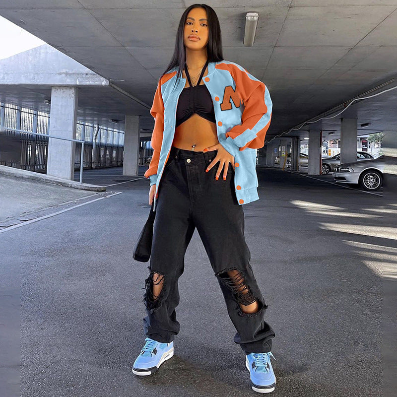 Fashionable Loose Stitching Jacket