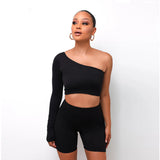 One-shoulder Sports Yoga Two-piece Suit