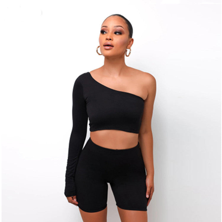 One-shoulder Sports Yoga Two-piece Suit