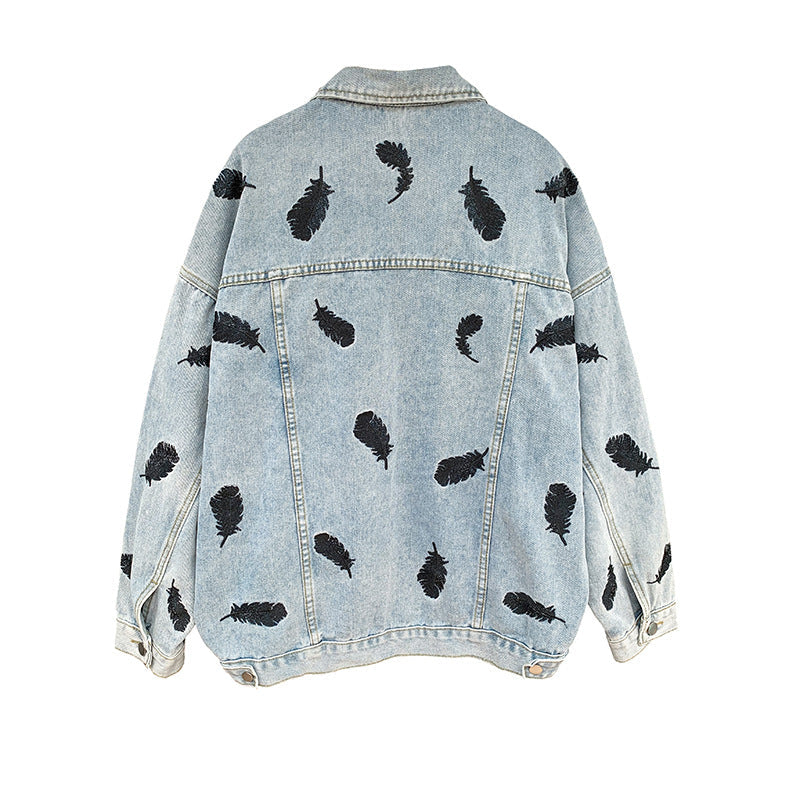 bird feathers Denim Jacket