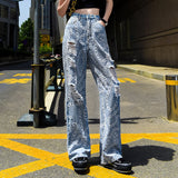 Straight Loose Ripped Pants