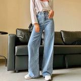 Mopping Wide-leg Denim Trousers
