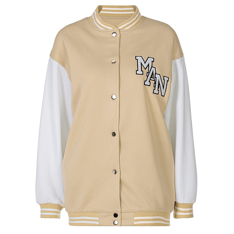 Loose Casual Baseball Beige Jacket