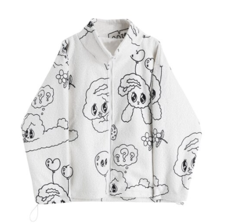 Full-print Lamb Cashmere Velvet Jacket