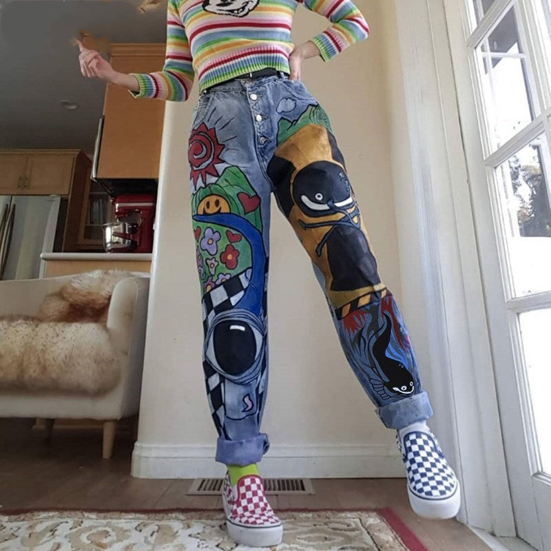 Cartoon Printed Jeans