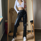 Black Motorcycle Leather Pants