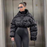 Black Short Loose Warm Padded Jacket