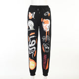 Street Trend Multi-Pattern Printing Strap Casual Pants