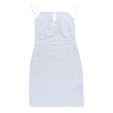 Pleated Hollow White Dress
