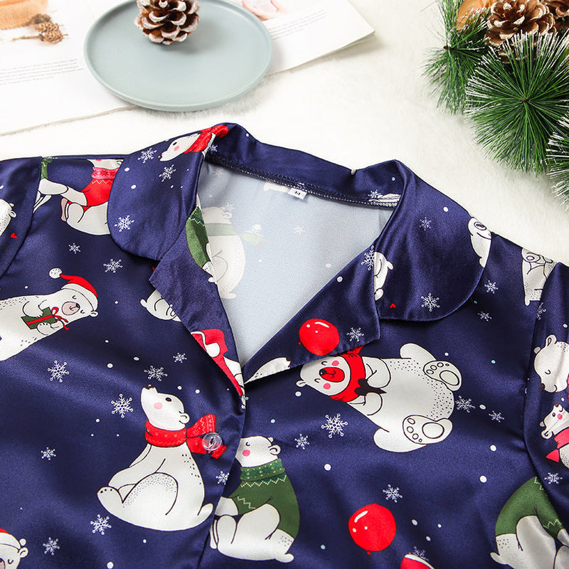 Christmas Satin Short-sleeved Pajamas Set