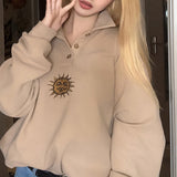 Long-sleeved Half-open Collar Sweatshirt