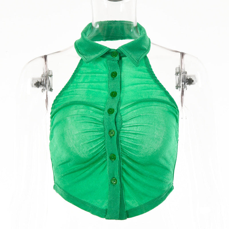 Halter Single-breasted Lapel Top