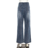 American Ripped High Waist Wide Leg Jeans