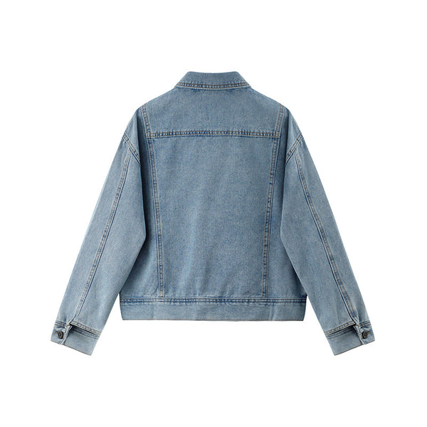 Short Denim Jacket With Large Lapel