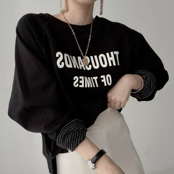 Small Letter Print Double Sided Hoodie High Waisted Skirt