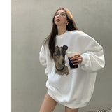 Loose Round Neck Pullover Print Sweatshirt