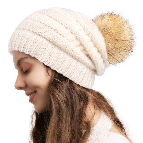 Wool Ball Wool Hat Ladies