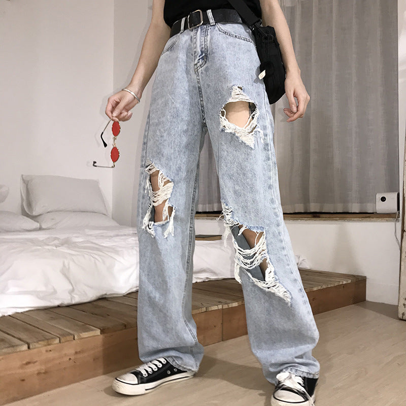 Loose Student Straight-leg Daddy Wide-leg Jeans