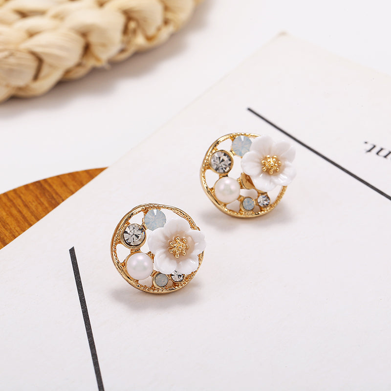 Pearl Zircon Literary Retro Earrings