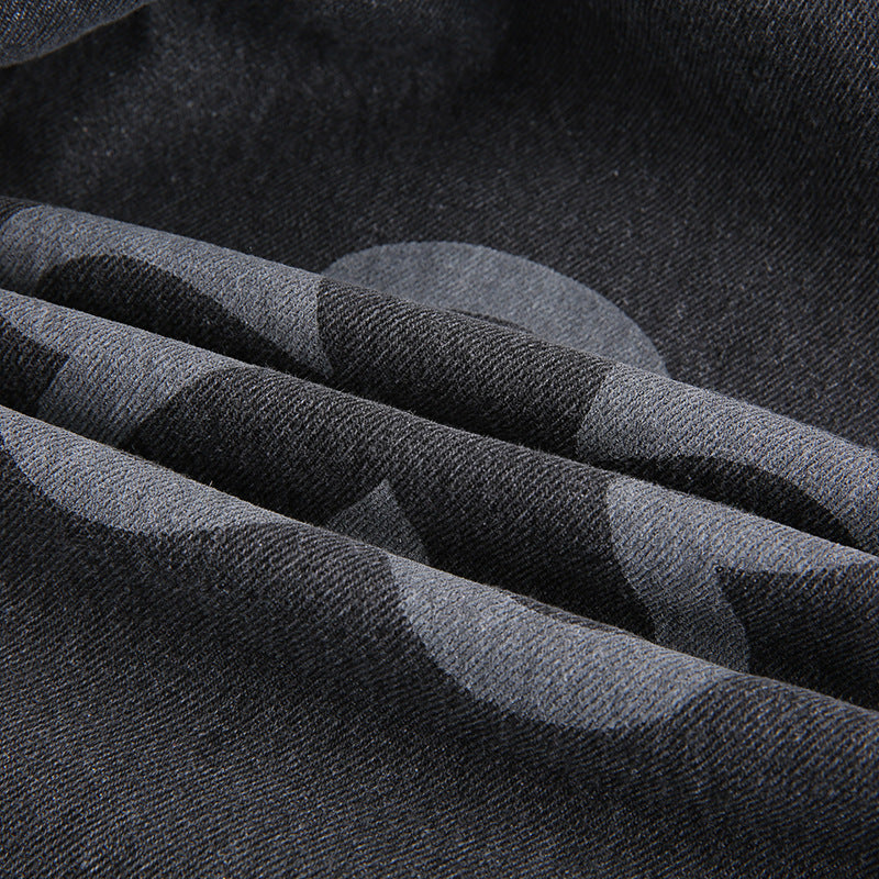 Fashion Street Graffiti Straight Leg High Waist Jeans