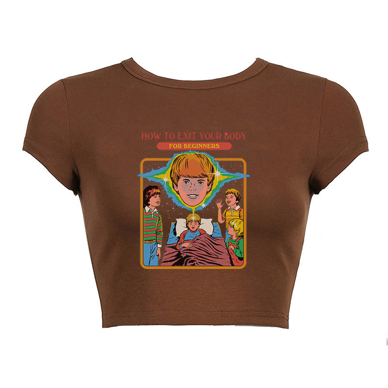 Round Neck Short Print Shirt