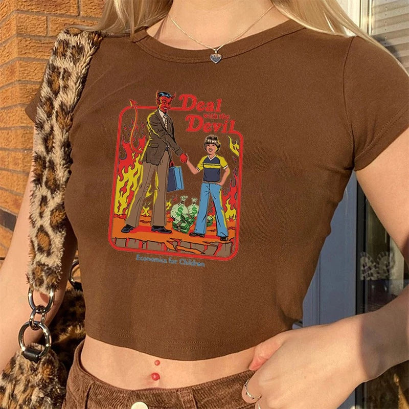 Round Neck Short Print Shirt