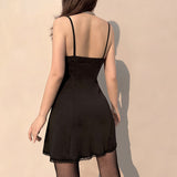 Lace Stitching Bow Suspender Dress