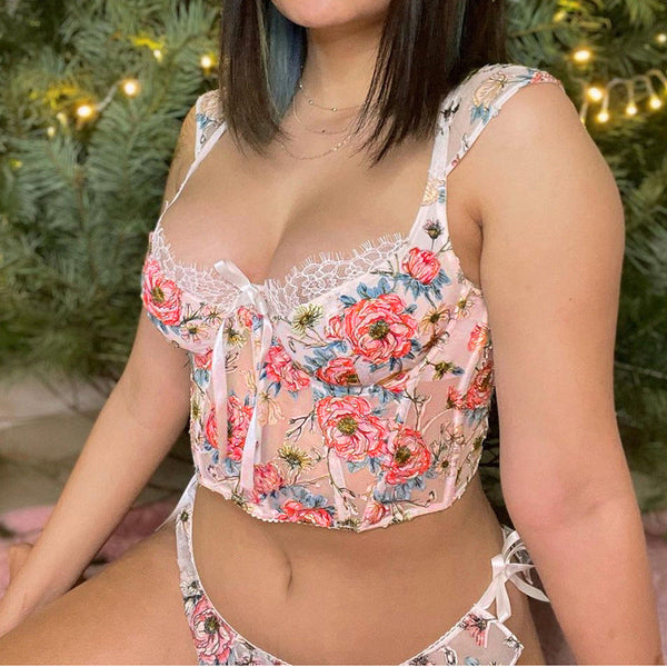 Y2K Cute Floral Print Cropped Tee