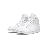 Air Jordan 1 Mid Triple White Patent Swoosh