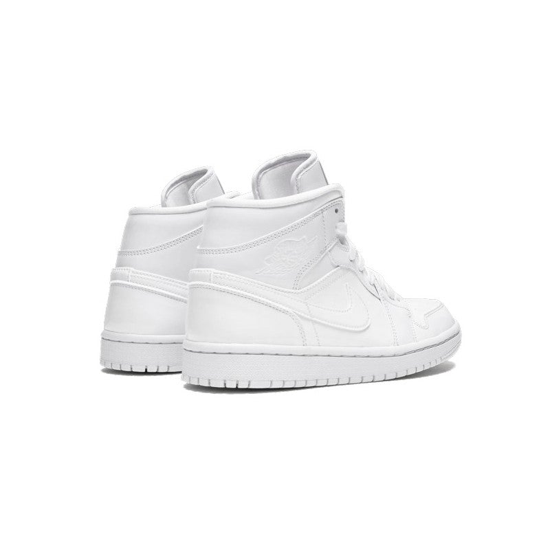 Air Jordan 1 Mid Triple White Patent Swoosh