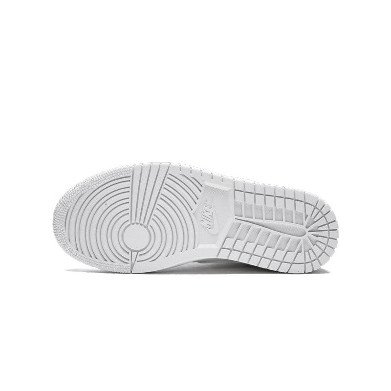 Air Jordan 1 Mid Triple White Patent Swoosh