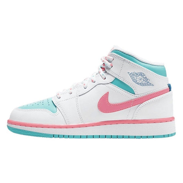 Air Jordan 1 Mid White Pink Green Soar